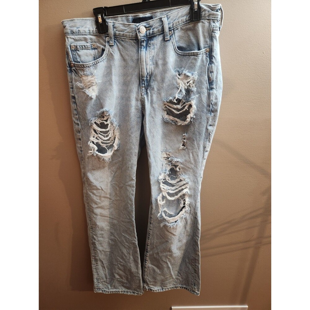 Aeropostale Jeans Size 12 High Rise 90's Distressed Destroyed Boyfriend Flare